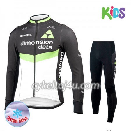 Cykeltrøje Langærmet + Cykelbukser 2017 Dimension Data Børn N001 Vinter Thermal Fleece
